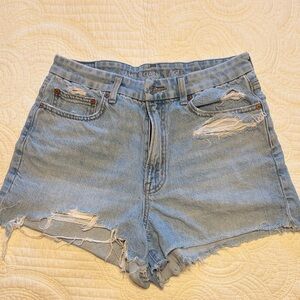 American Eagle Outfitters Light Wash Ripped Denim Shorts